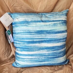 NWT Luzmont Blue White Striped Cotton & Waterfowl Throw Pillow